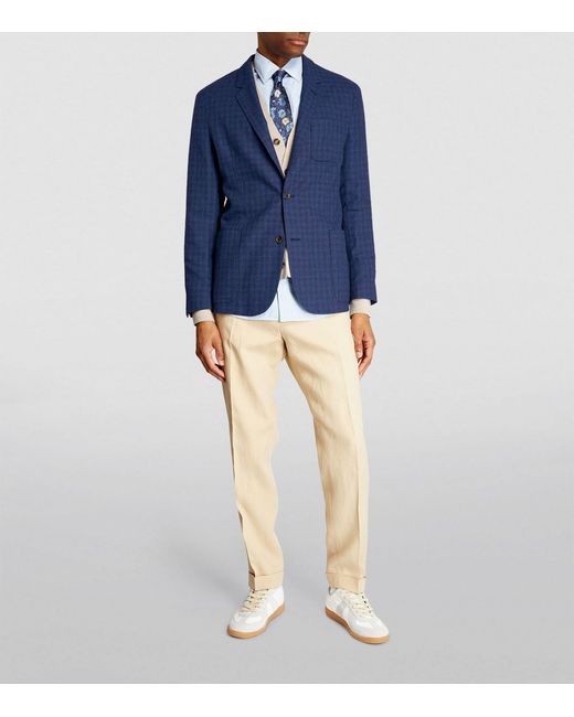 Paul Smith Blue Cotton-blend Single-breasted Blazer for men