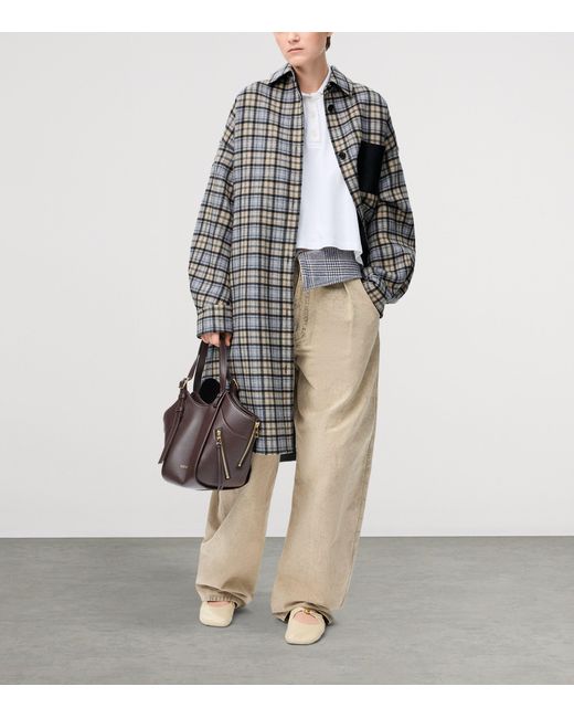 Loewe Gray Wool-Cashmere Check Coat