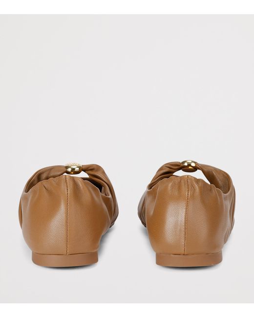 Loewe Brown Leather Pebble Soft Ballet Flats