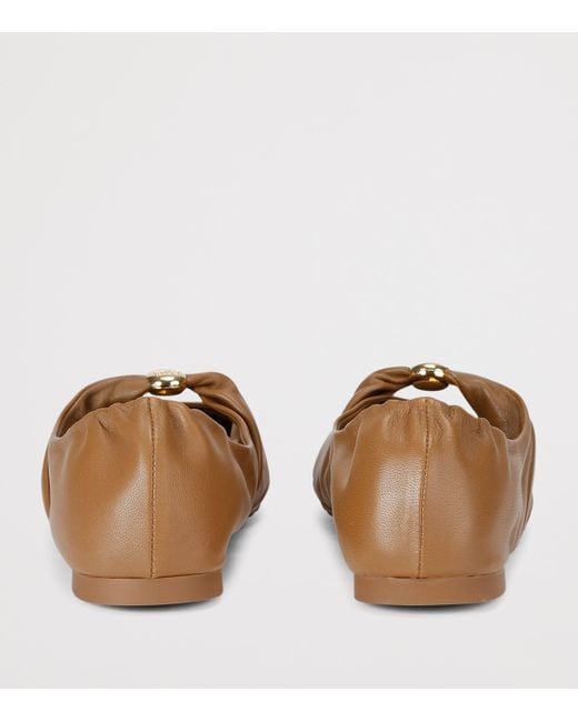 Loewe Brown Leather Pebble Soft Ballet Flats