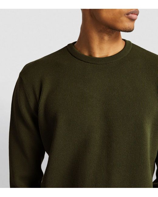 7 For All Mankind Green Ribbed Crew-neck Sweater for men