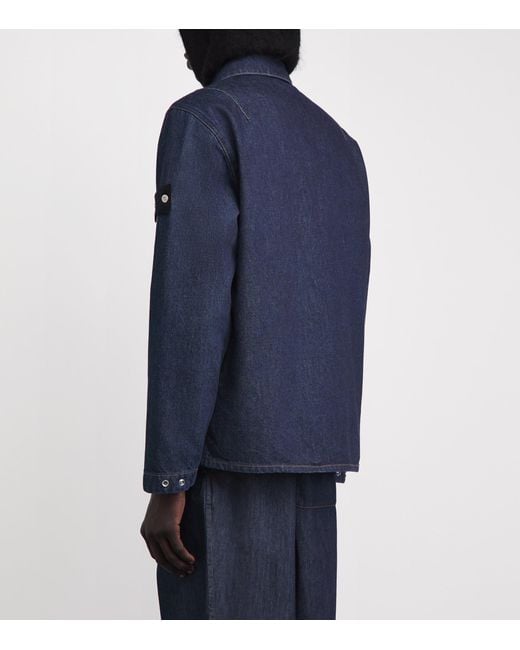 Stone Island Blue Denim Zip-Up Overshirt for men
