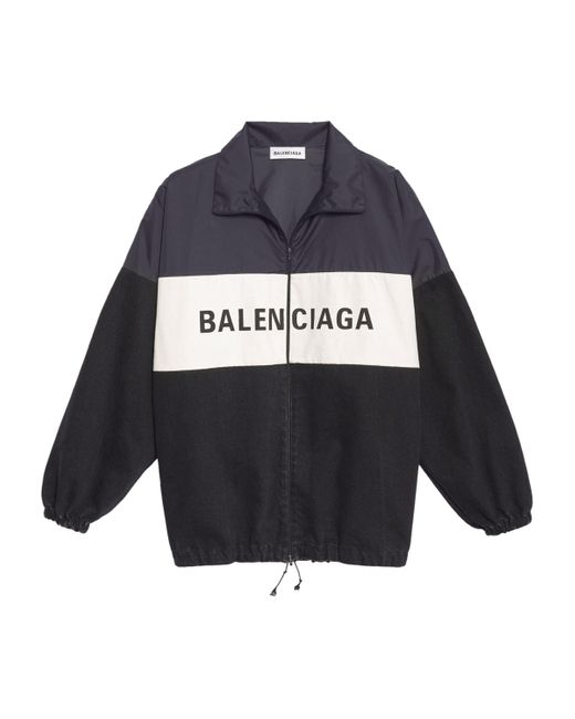 Balenciaga Blue Logo Zip-Up Track Jacket