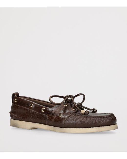 Golden Goose Deluxe Brand Brown Leather Boat Shoes for men