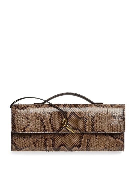 Bottega Veneta Brown Python Long Andiamo Clutch Bag