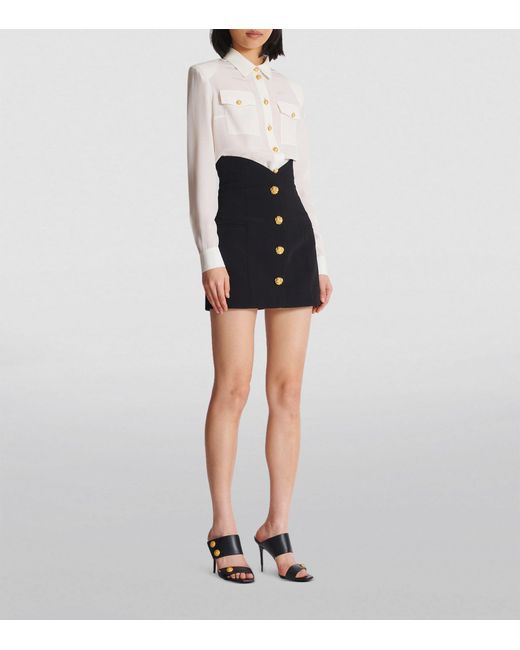 Balmain Black Button-detail Tulip Mini Skirt