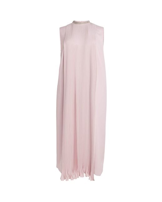 Marina Rinaldi Pink Pleated Midi Dress