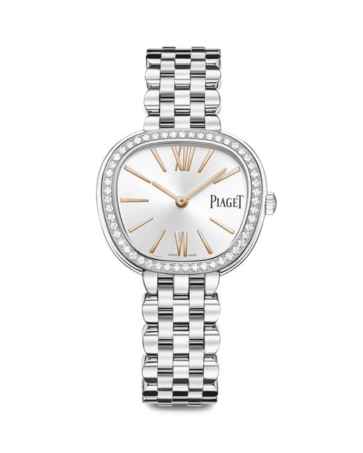 Piaget Metallic Stainless Steel And Diamond Sixtie Watch