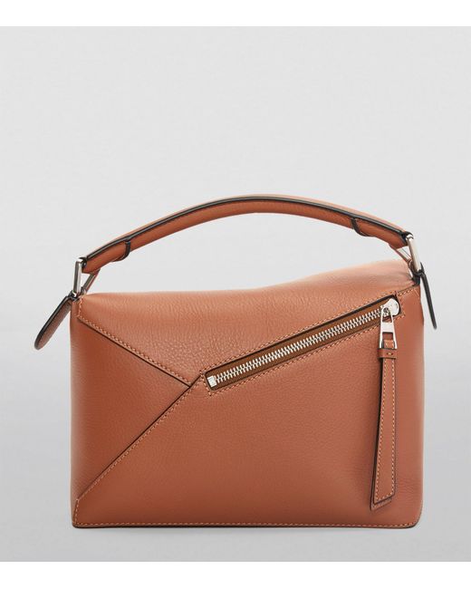 Loewe White Small Leather Puzzle Edge Top-handle Bag