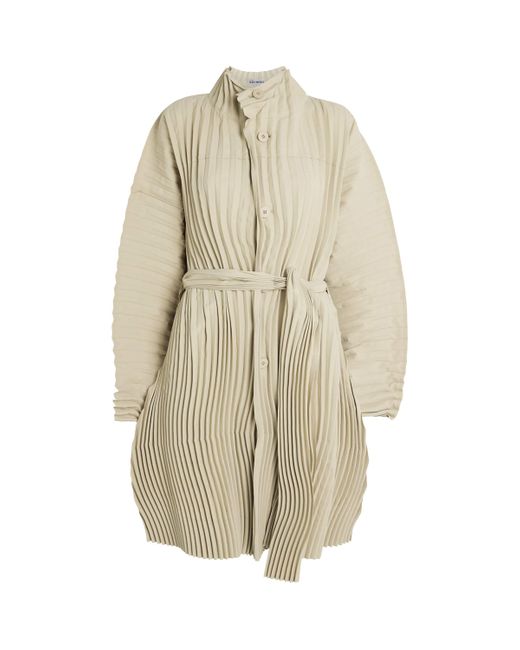Issey Miyake Natural Wavering Pleats Belted Coat