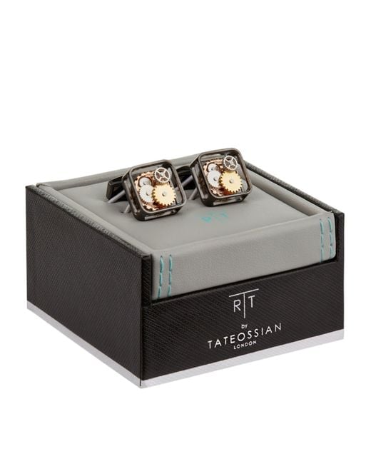 Tateossian Black Square Gear Cufflinks for men