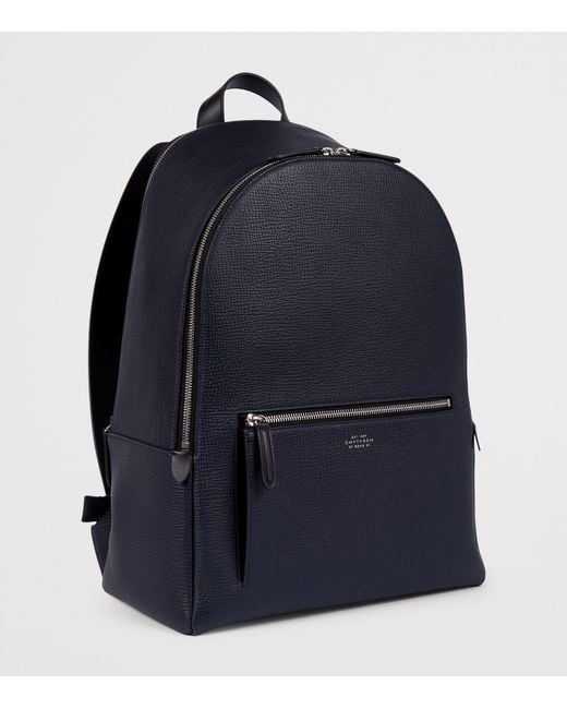 Smythson Blue Leather Ludlow Backpack for men