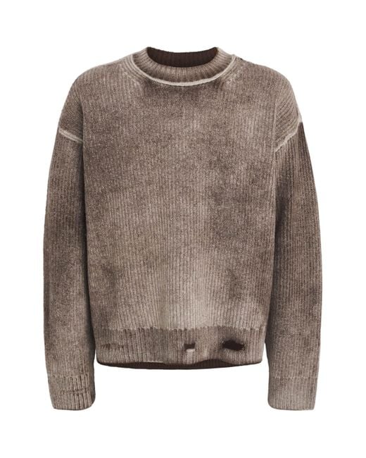 Represent Brown Wool Distressed Sweater for men