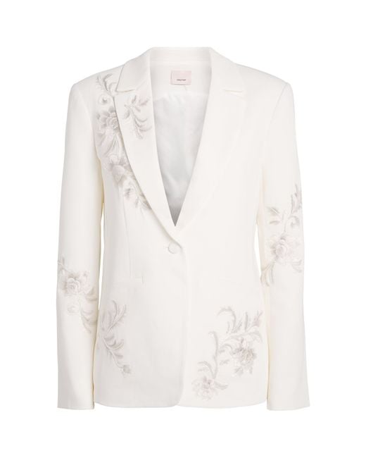 Cinq À Sept White Rococo Embroidered Karlie Blazer