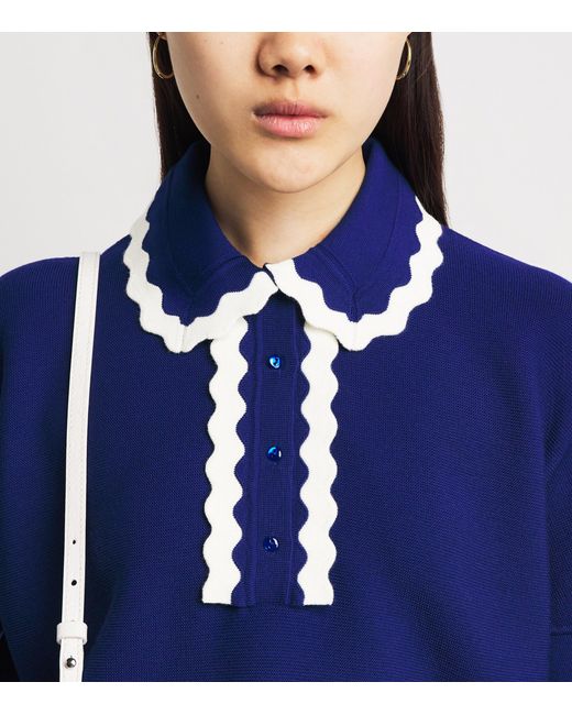 Molli Blue Virgin Wool Scalloped-Collar Sweater