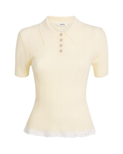 Sandro Natural Knit Slim Polo Shirt