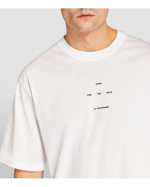 Song For The Mute White Flower Print Logo T-shirt for men