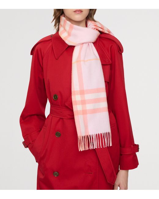 Burberry Pink Cashmere Check Scarf
