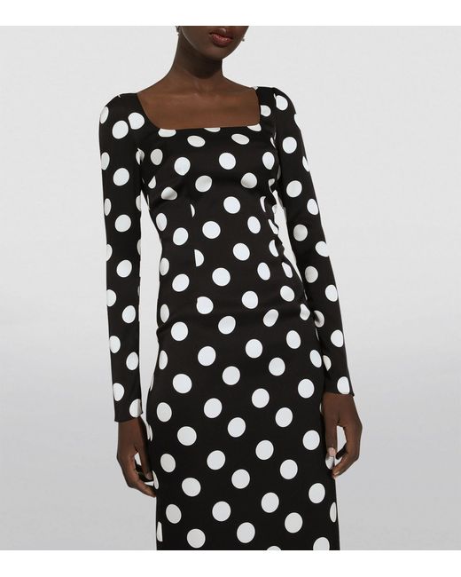 Dolce & Gabbana Black Silk Polka-dot Bodycon Dress