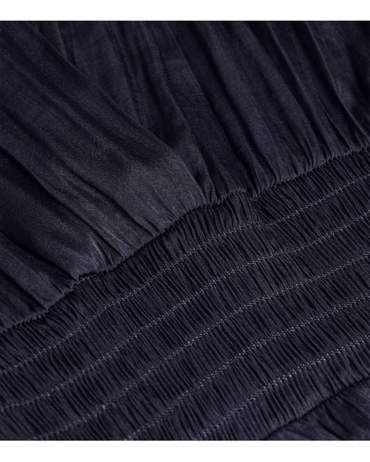 Maje Blue Ruffled Midi Dress