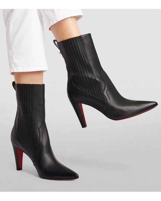 Christian Louboutin Black Santigag Leather Ankle Boots 85