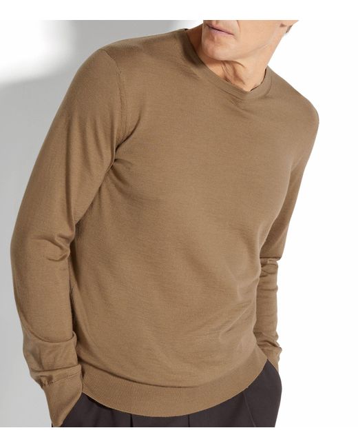 Zegna Brown Cashmere-silk Sweater for men