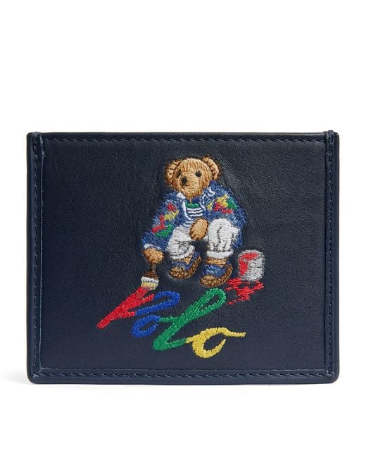 Polo Ralph Lauren Blue Leather Polo Bear Card Holder for men