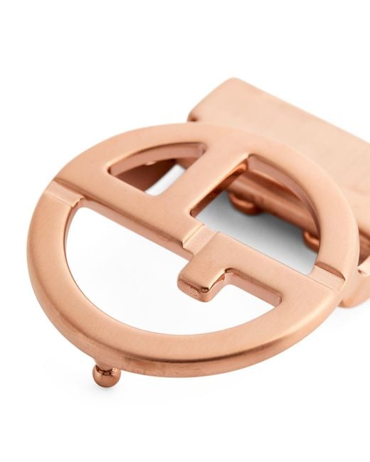 Giorgio Armani Pink Satin Rose-Plated Ga Logo Belt Buckle for men