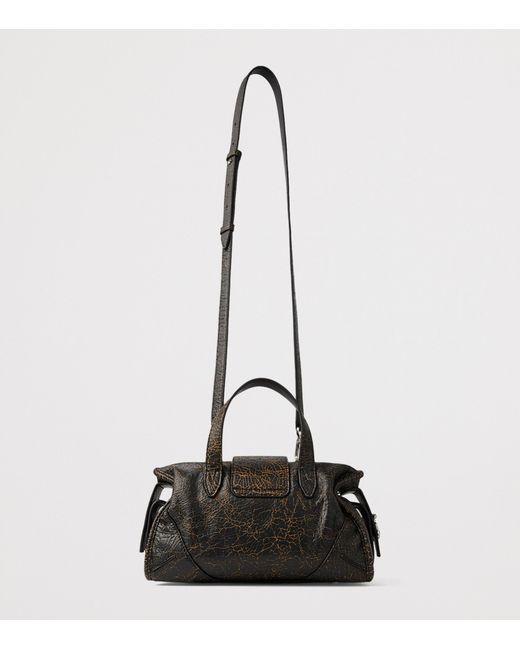 Jimmy Choo Black Barfilo Cracked Leather Bag