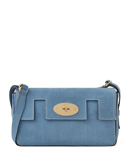 Mulberry Blue Leather East West Bayswater Clutch Bag