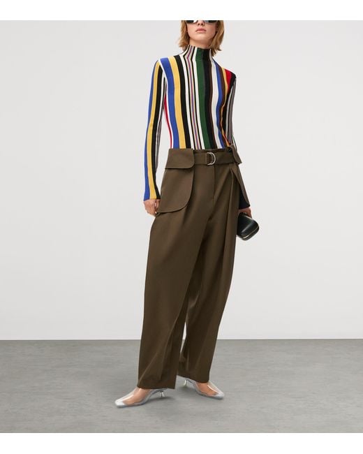 Loewe Green Cotton-Silk Cargo Trousers