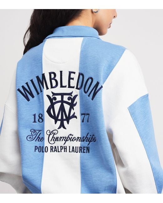 Polo Ralph Lauren Blue X Wimbledon Cotton-Blend Embroidered Sweatshirt