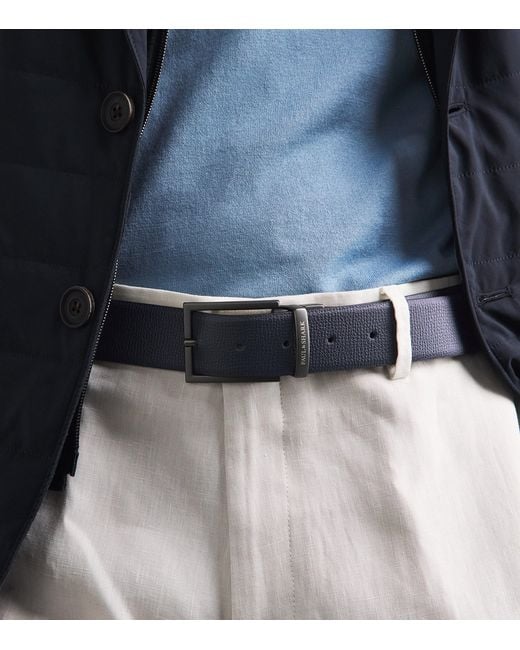 Paul & Shark Blue Leather Reversible Belt for men