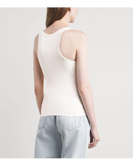ÉTERNE White Ribbed Tank Top