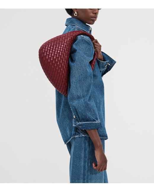 Bottega Veneta Red Small Leather Veneta Shoulder Bag