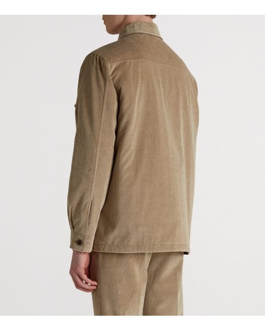 Dunhill Brown Cotton-Cashmere Corduroy Reversible Overshirt for men