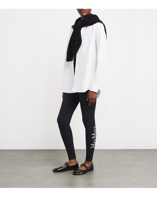 Max Mara Blue Jersey Logo Leggings