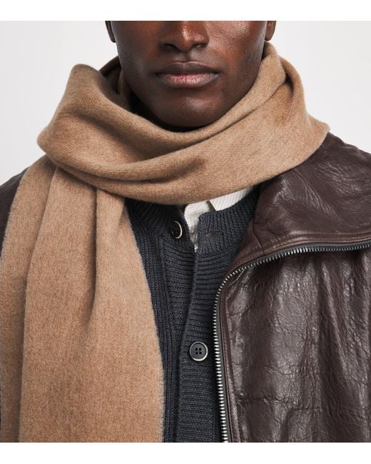Johnstons Gray Cashmere Double-Face Scarf for men