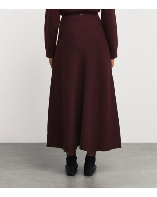 Max Mara Purple Wool-Cashmere Knitted Midi Skirt