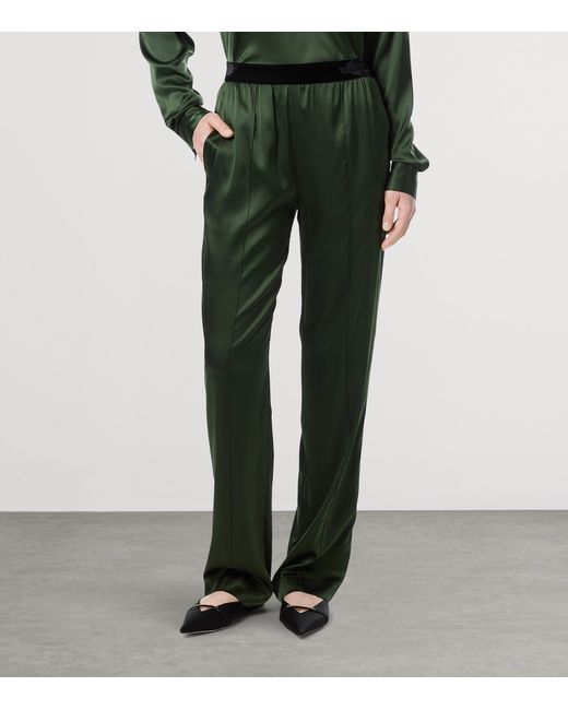 Tom Ford Green Silk Elasticated Trousers
