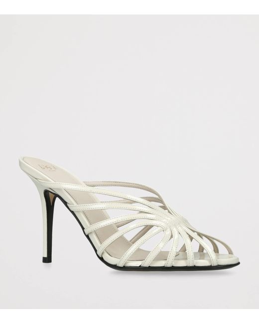 ALEVI White Patent Leather Diana Heeled Sandals 95