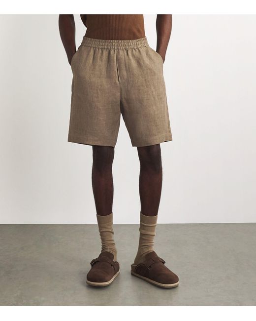 Sunspel Gray Cotton-linen Drawstring Shorts for men