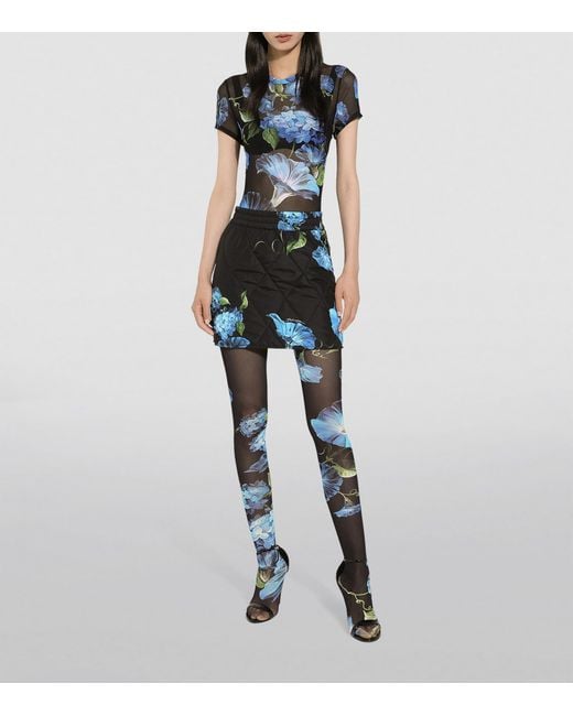 Dolce & Gabbana Black Floral Quilted Mini Skirt