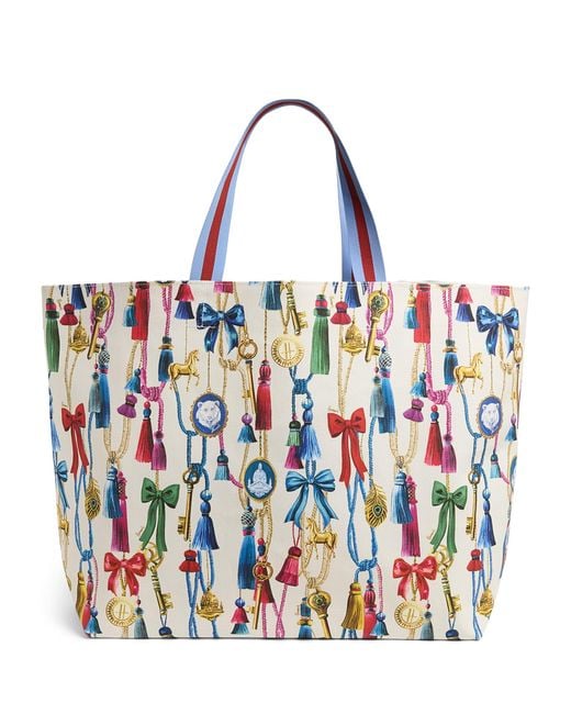 Harrods Red Large Tassel Tote Bag