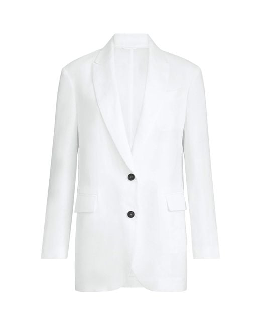 Brunello Cucinelli White Cotton Single-Breasted Blazer