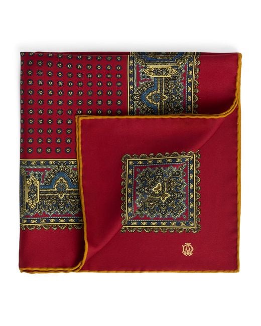 Dunhill Red Silk Printed Neckerchief for men