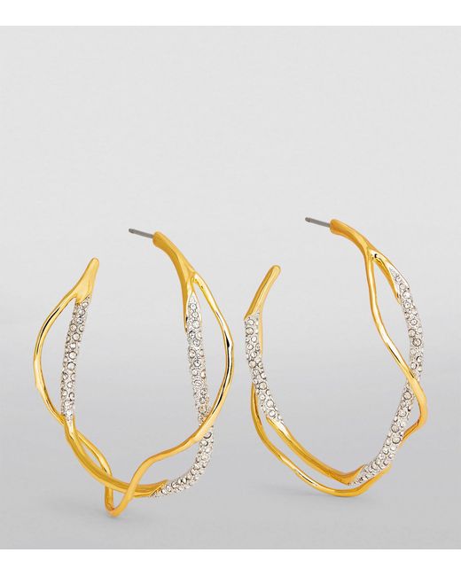 Alexis Metallic Gold-plated Pavé Crystal Intertwined Hoop Earrings