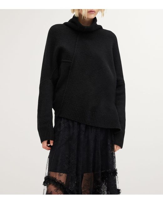 AllSaints Black Lock Rollneck Sweater