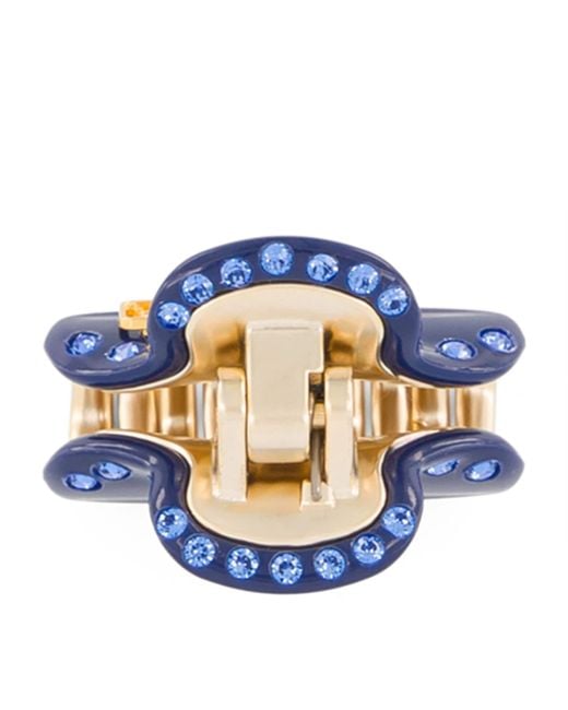 Alexandre De Paris Blue Plated Crystal-Embellished Claw Hair Clip