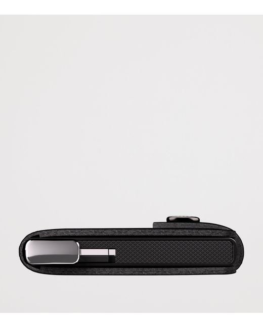 Secrid Black Leather Embossed Lines Miniwallet for men